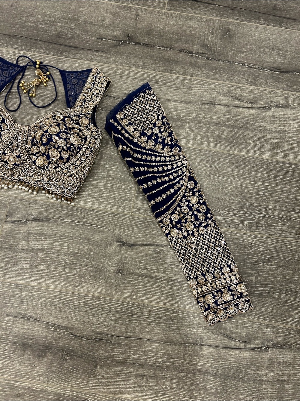 Luxury Royal Blue & Gold Designer Saree - Picture 13 of 16